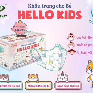 Khẩu Trang Trẻ Em 3D Hello Kids Nhiều Họa Tiết Đáng Yêu (H/50cái) - Y Tế Thành Phát giá sỉ