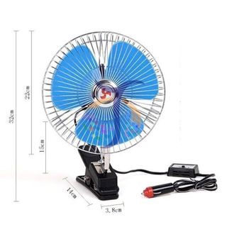 Quạt Kẹp Lồng Sắt  màu xanh 18cm - Điện áp 12v và 24v