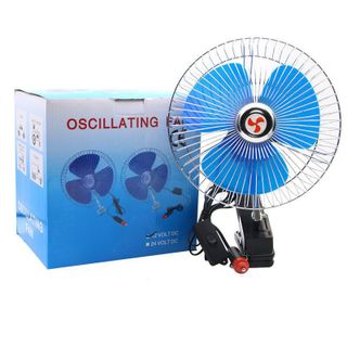 Quạt Kẹp Lồng Sắt  màu xanh 18cm - Điện áp 12v và 24v