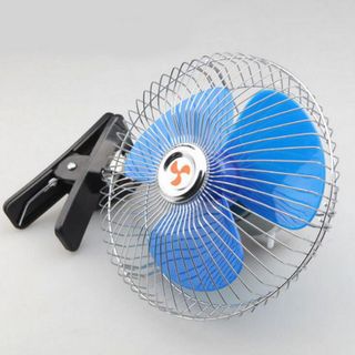 Quạt Kẹp Lồng Sắt  màu xanh 18cm - Điện áp 12v và 24v