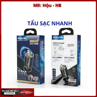 Tẩu sạc nhanh PUGAN 100w sạc Ô TÔ cắm tẩu âm nguồn 2 cổng USB và TYPE C giá sỉ