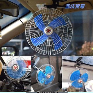 Quạt Kẹp Lồng Sắt màu xanh 18cm - Điện áp 12v và 24v