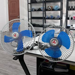 Quạt Kẹp Lồng Sắt màu xanh 18cm - Điện áp 12v và 24v