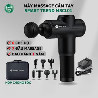 Máy Massage Cầm Tay Rung Mạnh Smart Trend MSCL01 Máy Cở Lớn 1kg, 7 đầu massage, 6 cấp độ mát xa, hộp chống sốc, có adapter sạc pin đi kèm giá sỉ