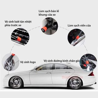 Bộ 5 Chổi Cọ Vệ Sinh Xe Ô Tô Đa Năng - Cọ Rửa Khoang Máy, Mân Xe, Nội Thất