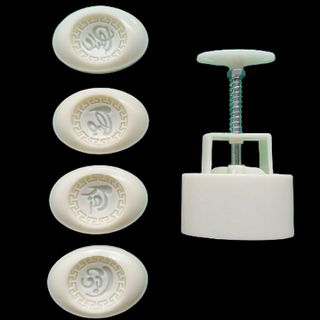 Khuôn trung thu lò xo, khuôn ép xôi 4 thỏi vàng Phúc Lộc Thọ Tài - Mã số 1024