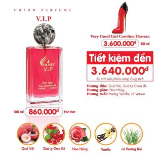 Nước hoa nữ CHARME V.I.P 100ml Lưu Hương Lâu Phong Cách Quyến Rũ, Sang Trọng, Gợi Cảm giá sỉ