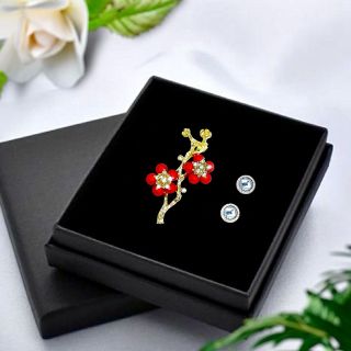 Ghim Trâm Cài Áo Hình Hoa Mận Đỏ Phong Cách Trung Hoa Tinh Tế Cao Cấp Cho Nam Nữ - 5.5cm