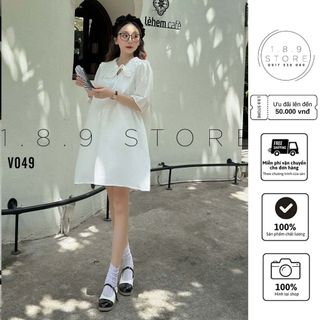 Váy Babydoll Phối Ren Cổ Trắng Tinh Khôi Cực Tiểu Thư Phong Cách