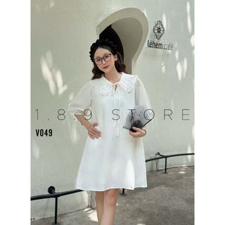 Váy Babydoll Phối Ren Cổ Trắng Tinh Khôi Cực Tiểu Thư Phong Cách