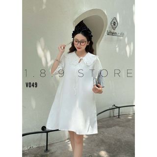 Váy Babydoll Phối Ren Cổ Trắng Tinh Khôi Cực Tiểu Thư Phong Cách