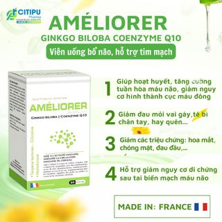 Viên uống tuần hoàn máu não bổ tim Améliorer Ginkgo Biloba Coenzyme Q10