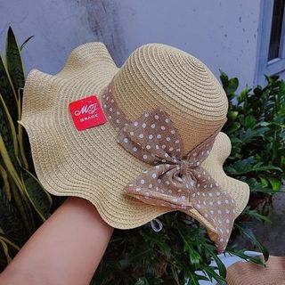 MŨ CÓI VIỀN BÈO NƠ CHẤM BI NC01