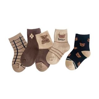 SET 5 ĐÔI TẤT GẤU NÂU CỔ CAO BÉ 1-9 TUỔI