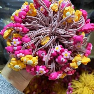 10 CHUN BUỘC TÓC GẤU HỒNG LOTSO 2 SỢI