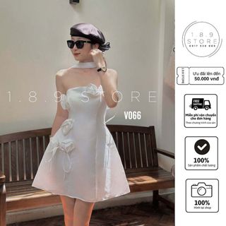 Đầm Dự Tiệc Cup Ngực Đính Hoa Dây Choker Cổ Hoa Nổi Cực Sang Chảnh