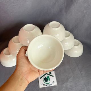 Chén sứ ăn cơm trắng thô dày đẹp 11cm- Phù hợp cho quán ăn giá sỉ