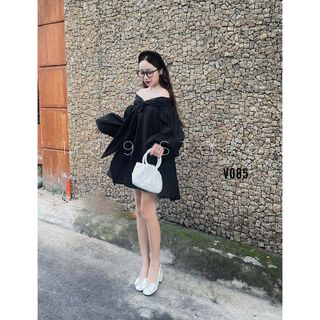 Đầm Babydoll Tay Bồng Nơ Ngực Chất Voan Tơ, Bà Nào Gu Bánh Bèo Dịu Dàng