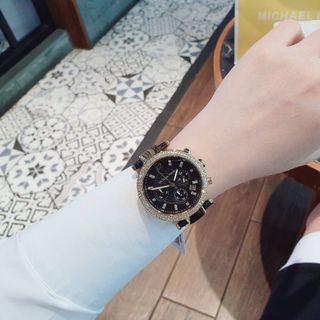 ĐỒNG HỒ NỮ CAO CẤP M KORS DÂY DA PARKER CHONOGRAP 2