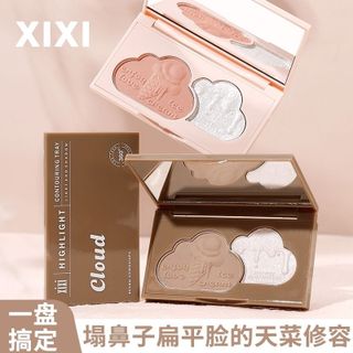 XIXI Bảng Phấn Tạo Khối Má Hồng 2in1 Kèm Highlight, Nhũ Bắt Sáng Màu Lì Đám Mây D-612 Cloud contour highlight giá sỉ