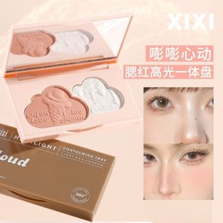 XIXI Bảng Phấn Tạo Khối Má Hồng 2in1 Kèm Highlight, Nhũ Bắt Sáng Màu Lì Đám Mây D-612 Cloud contour highlight giá sỉ