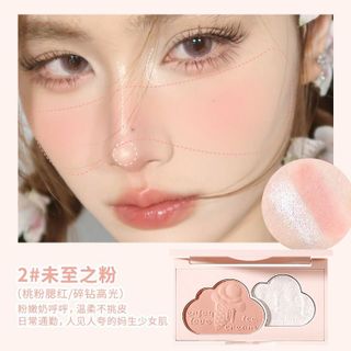 XIXI Bảng Phấn Tạo Khối Má Hồng 2in1 Kèm Highlight, Nhũ Bắt Sáng Màu Lì Đám Mây D-612 Cloud contour highlight
