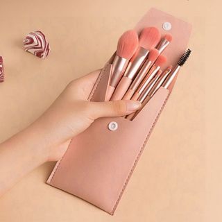 Bộ Cọ Trang Điểm 8 Cây Siêu Mềm Đa Năng, Lông Cọ Mềm Nhỏ Gọn Tiện Lợi Đi Kèm Bao Da Phù Hợp Mới Trang Điểm