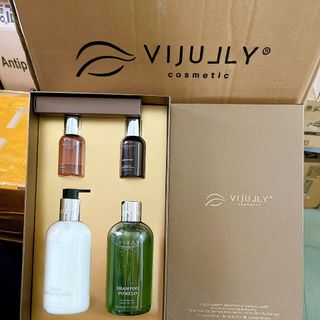 ￼Combo Vijully 4 Sản Phẩm Mẫu Mới Dầu Gội vijully - Dầu Xả - Tinh Dầu Bưởi - Sữa Tắm Vijully Đầy Đủ Hộp giá sỉ