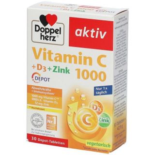 VIÊN UỐNG VITAMIN C + D3 + ZINK (Kẽm) 1000 HÀM LƯỢNG CAO DOPPELHERZ