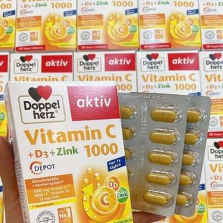 VIÊN UỐNG VITAMIN C + D3 + ZINK (Kẽm) 1000 HÀM LƯỢNG CAO DOPPELHERZ