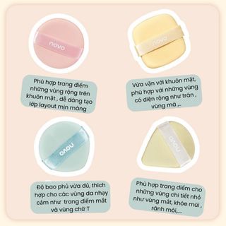 Bộ Set 6 Bông Mút Tán Phấn Nền Che Khuyết Điểm Mềm Mịn Makup Trang Điểm Cao Cấp NOVO 5914 Kèm Hộp Đựng Siêu Xinh