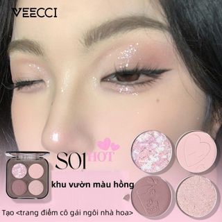 Bảng phấn mắt 4 ô VEECCI màu sắc hiệu ứng lì mịn ánh nhũ chống nhòe lâu trôi