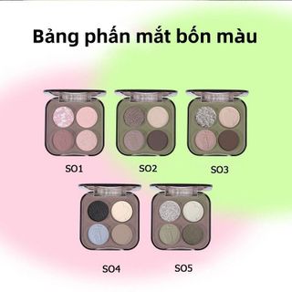 Bảng phấn mắt 4 ô VEECCI màu sắc hiệu ứng lì mịn ánh nhũ chống nhòe lâu trôi