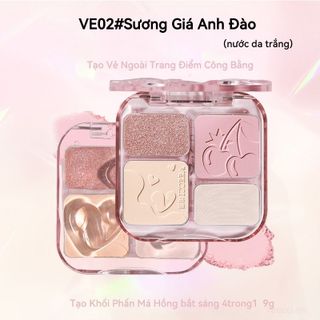 VEECCI Tạo Khối Phấn Má Hồng bắt sáng 4trong1 Sắc Tông Nude Tự Nhiên 9g