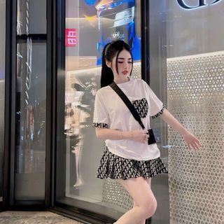 Set Đồ Bộ Nữ ! Freesize:dưới 55kg ! Chất liệu: áo tăm váy kaki có lót.