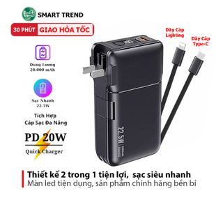 Pin Sạc Dự Phòng 20000mAh Remax RPP-267 - Sạc Nhanh QC3.0, VOOC 2.0, PD20W, Tích Hợp Cáp Sạc và Nguồn AC Sạc Trực Tiếp Pin Dự Phòng Sạc Pin giá sỉ