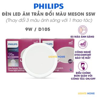 Đèn LED PHILIPS Âm trần Đổi Màu MESON SSW 9W D105- Hàng chính hãng- Thay đổi 3 màu ánh sáng giá sỉ