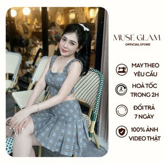 Set Áo Croptop Kèm Chân Váy Ngắn Anthea MUSE GLAM Hàng Thiết Kế Nhiều Màu Cao Cấp MGS26 giá sỉ