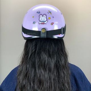 Mũ Bảo Hiểm Nửa Đầu VaroHelmet Tem Thỏ, Gấu Dễ Thương Kèm Kính Phi Công, Kính UV Chính Hãng