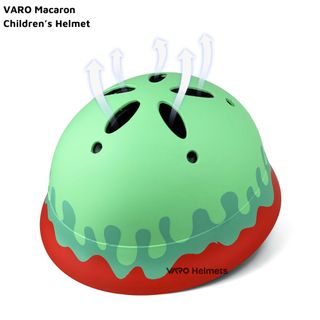 [Tặng Charm Gắn Mũ] Mũ bảo hiểm Varo Macaron cho bé từ 2-7 tuổi-Nón vành tròn tem kem chảy dễ thương