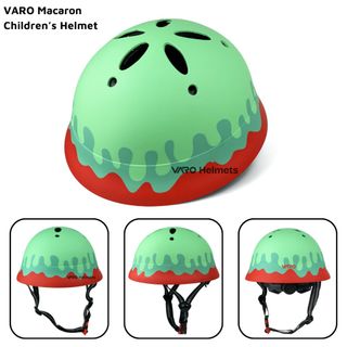 [Tặng Charm Gắn Mũ] Mũ bảo hiểm Varo Macaron cho bé từ 2-7 tuổi-Nón vành tròn tem kem chảy dễ thương