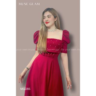 Đầm dự tiệc dáng xòe MUSEGLAM đầm tiểu thư sang trọng (có size lớn) MGD86 giá sỉ