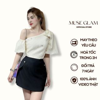 Set áo trễ vai kèm chân váy MUSE GLAM hàng thiết kế nhiều màu cao cấp MGS40
