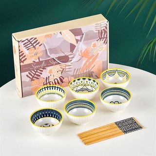 Set 6 Chén Bát Sứ Viền Vàng giá sỉ