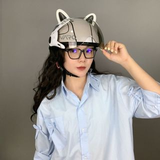 Mũ Bảo Hiểm Nửa Đầu Có Kính Varo Tem SPO Kính Càng Chống Chói Dành Cho Người Đi Xe Máy Tặng Tai Mèo