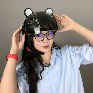 Mũ Bảo Hiểm Nửa Đầu Có Kính Varo Tem SPO Kính Càng Chống Chói Dành Cho Người Đi Xe Máy Tặng Tai Mèo