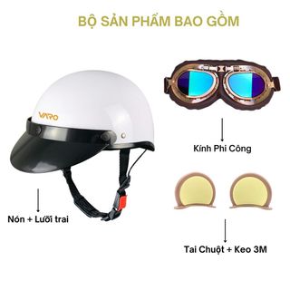 Mũ Bảo Hiểm 1/2 Kèm Kính Phi Công Gắn Tai Chuột Mickey - BH 12 Tháng giá sỉ