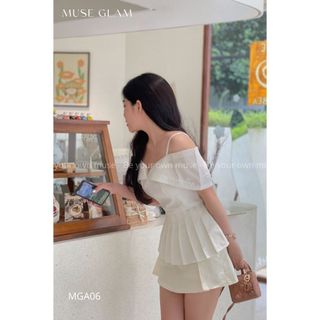 Set áo trễ vai xếp ly phối dây MUSE GLAM MGA06