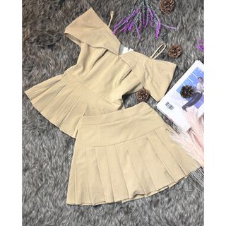 Set áo trễ vai xếp ly phối dây MUSE GLAM MGA06