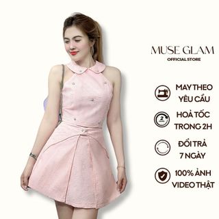 Set áo yếm kèm chân váy xòe MUSE GLAM váy có lót quần bên trong MGS39